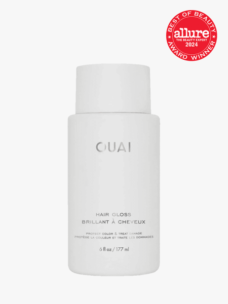 Ouai Hair Gloss in branded component with best of beauty seal in the top right corner on a light gray background